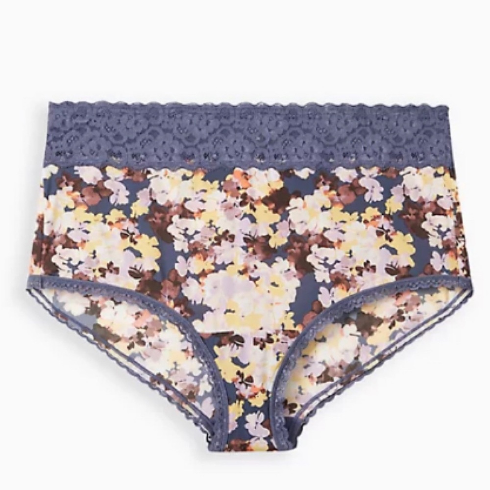 🆕 Floral Second Skin Mid Rise Brief Lace Trim Panty 3 3X 22-24 NWT Torrid New!